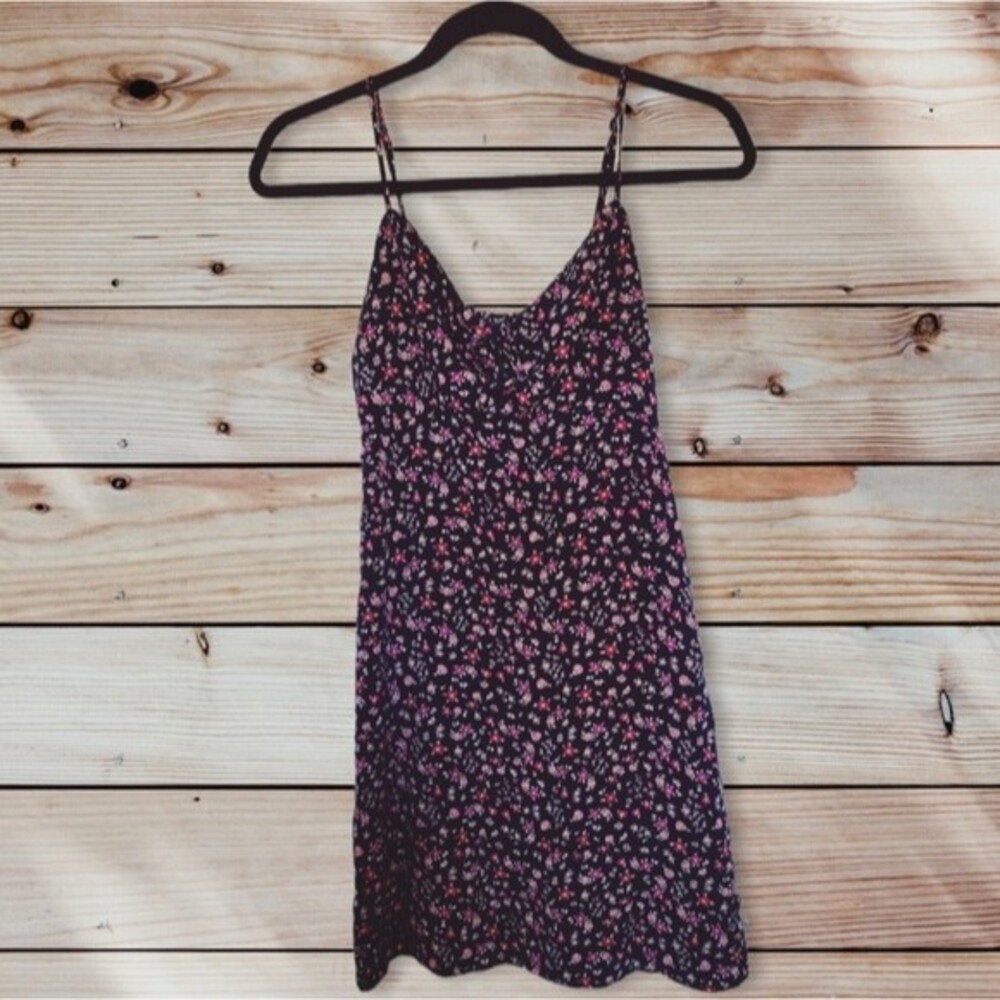 XS Mossimo Multicolor Flower Summer Dress with Cutout and Tie